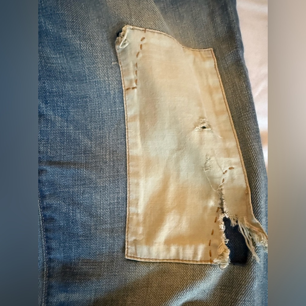 GAP Light Blue Patchwork Straight Leg Jeans - Picture 6 of 11